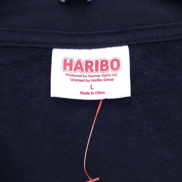 Haribo Sweatshirt Womens Large Black Cropped Fleece V Neck - Picture 9 of 11
